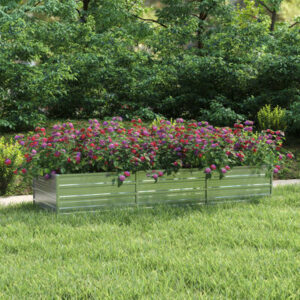 vidaXL Garden Raised Bed 240x80x45 cm Galvanized Steel Silver