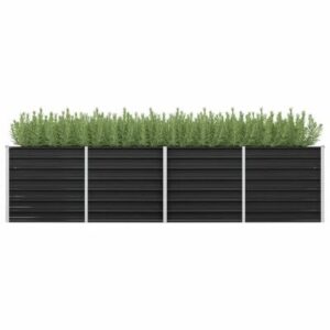 vidaXL Garden Raised Bed Anthracite 320x80x77 cm Galvanised Steel