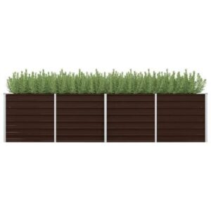 vidaXL Garden Raised Bed Brown 320x80x77 cm Galvanised Steel