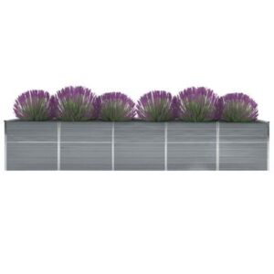 vidaXL Garden Raised Bed Galvanised Steel 400x80x77 cm Grey