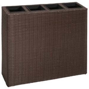 vidaXL Garden Raised Bed with 4 Pots 2 pcs Poly Rattan Brown(2×41085)
