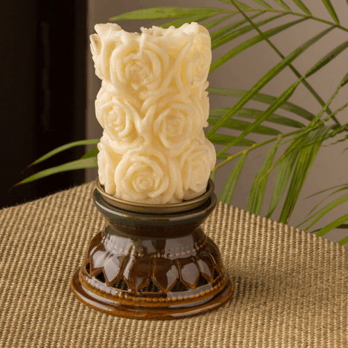 'Amber & Teal' Studio Pottery Candle Holder In Ceramic 'Amber & Teal' Studio Pottery Candle Holder In Ceramic