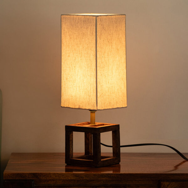 'Aura Light' Rectangular Table Lamp In Mango Wood (39.5 Cm, Without Bulb, Handcrafted) 'Aura Light' Rectangular Table Lamp In Mango Wood (39.5 Cm, Without Bulb, Handcrafted)
