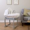 Clair de Lune Dimple Wicker Moses Basket with Deluxe Grey Rocking Stand
