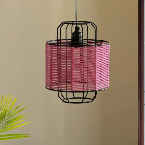 'Cotton Weaved' Hanging Pendant Lamp Shade (25.9 cm, Iron & Cotton Rope, Handwoven) 'Cotton Weaved' Hanging Pendant Lamp Shade (25.9 cm, Iron & Cotton Rope, Handwoven)