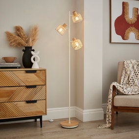 Emil Rattan 3 Light Adjustable Floor Lamp Emil Rattan 3 Light Adjustable Floor Lamp