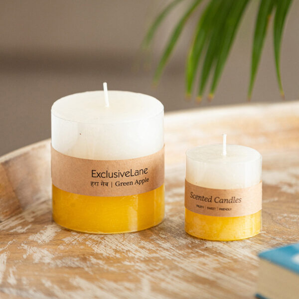 Green Apple' Handmade Wax Pillar Scented Candles (Set of 2, 8 & 30 Hours Burn Time, Soy Blend, 320 grams & 100 grams) Green Apple' Handmade Wax Pillar Scented Candles (Set of 2, 8 & 30 Hours Burn Time, Soy Blend, 320 grams & 100 grams)