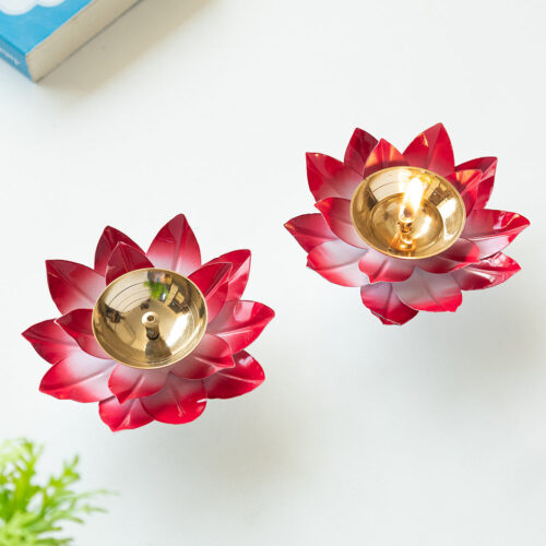 Jugnu Lotus' Iron Tea Light Holder (Set of 2)