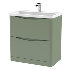 Lunar Floor Standing 2 Drawer Vanity Unit with Polymarble Basin