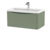 Lunar Wall Mounted 1 Drawer Vanity Unit with Polymarble Basin
