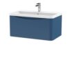 Lunar Wall Mounted 1 Drawer Vanity Unit with Polymarble Basin