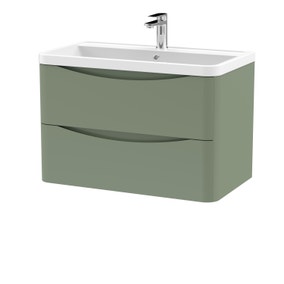 Lunar Wall Mounted 2 Drawer Vanity Unit with Polymarble Basin Lunar Wall Mounted 2 Drawer Vanity Unit with Polymarble Basin