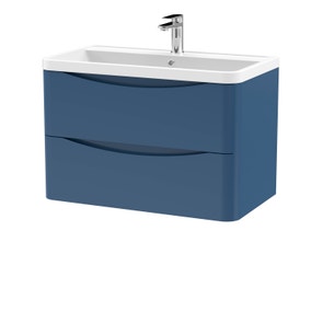 Lunar Wall Mounted 2 Drawer Vanity Unit with Polymarble Basin Lunar Wall Mounted 2 Drawer Vanity Unit with Polymarble Basin