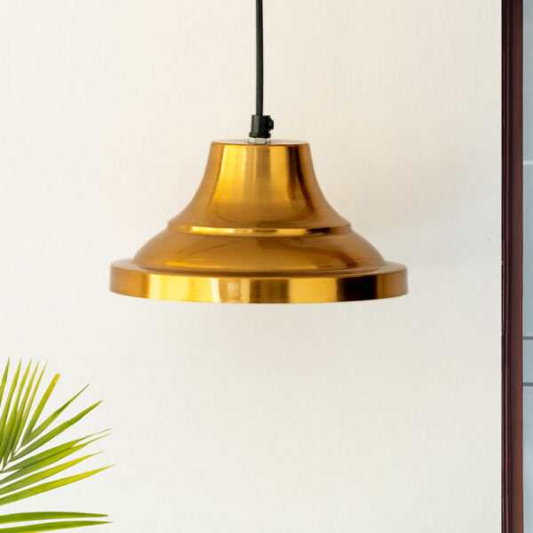 'Modern Gold Pedestal' Handcrafted Hanging Pendant Lamp Shade In Iron (20.3 cm, Conical, Golden) 'Modern Gold Pedestal' Handcrafted Hanging Pendant Lamp Shade In Iron (20.3 cm, Conical, Golden)