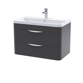 Parade Wall Mounted 2 Drawer Vanity Unit with Ceramic Basin